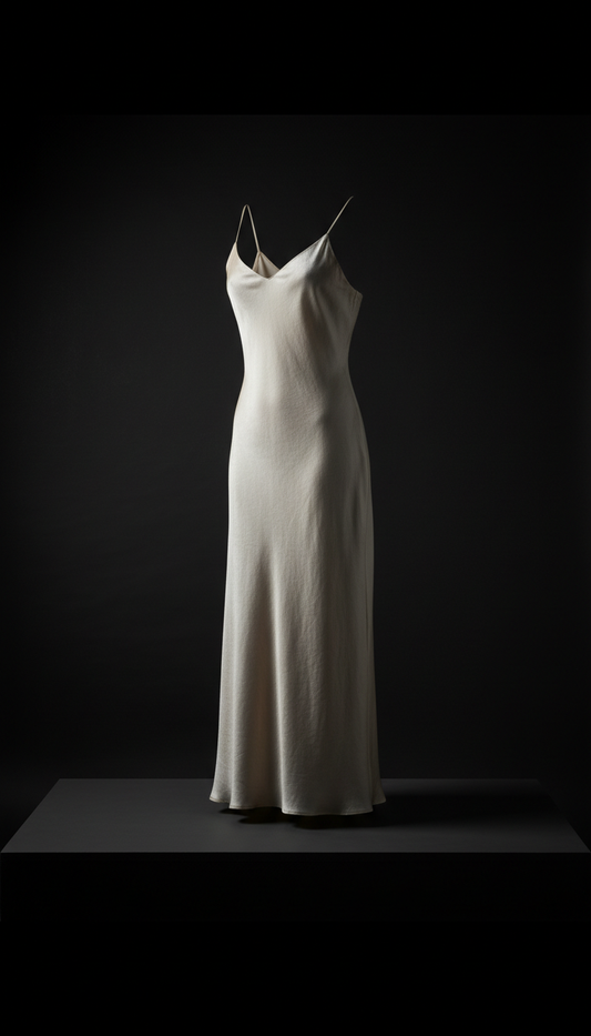 Minimalist Pale Silk Linen Slip Dress