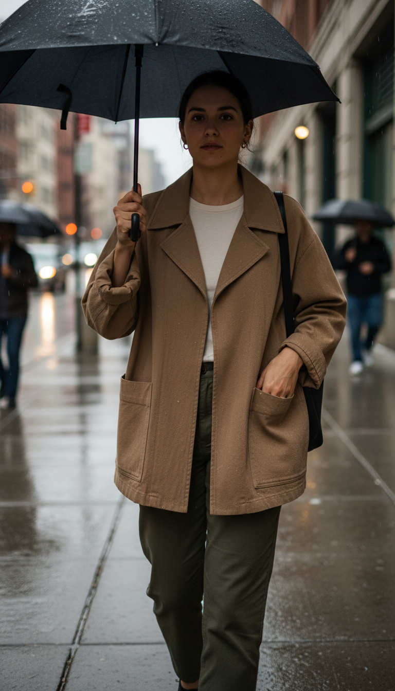Relaxed-fit Cotton Jacket in Taupe — view 3