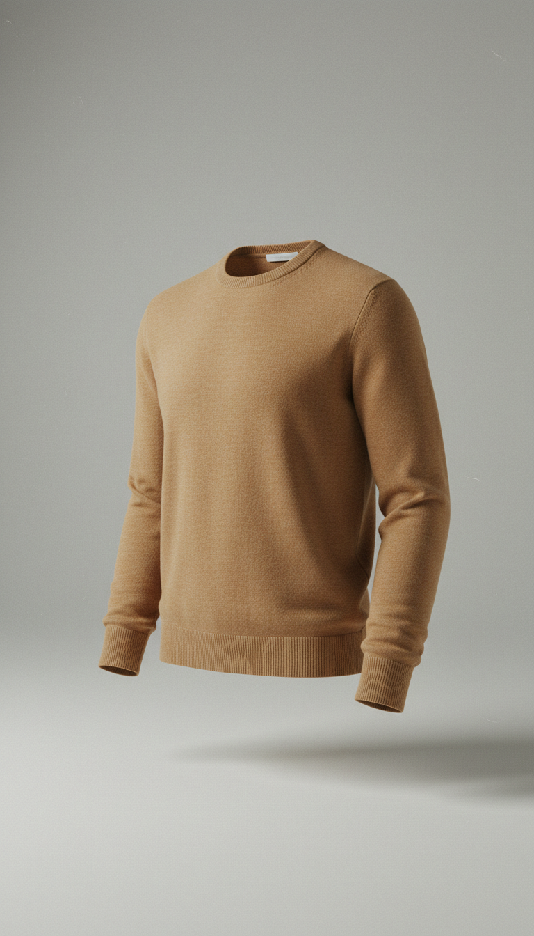 The Fenwick Crewneck Sweater in Camel Beige