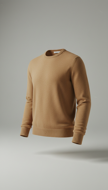 The Fenwick Crewneck Sweater in Camel Beige