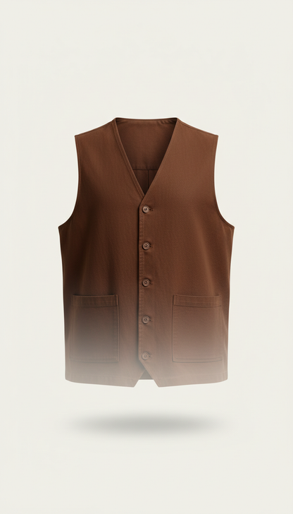 Cotton Vest in Chestnut Brown