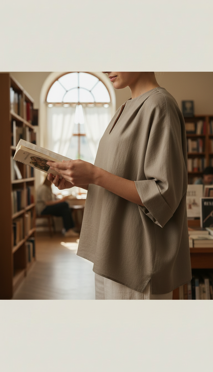 Earthy Blouse in Taupe — view 3