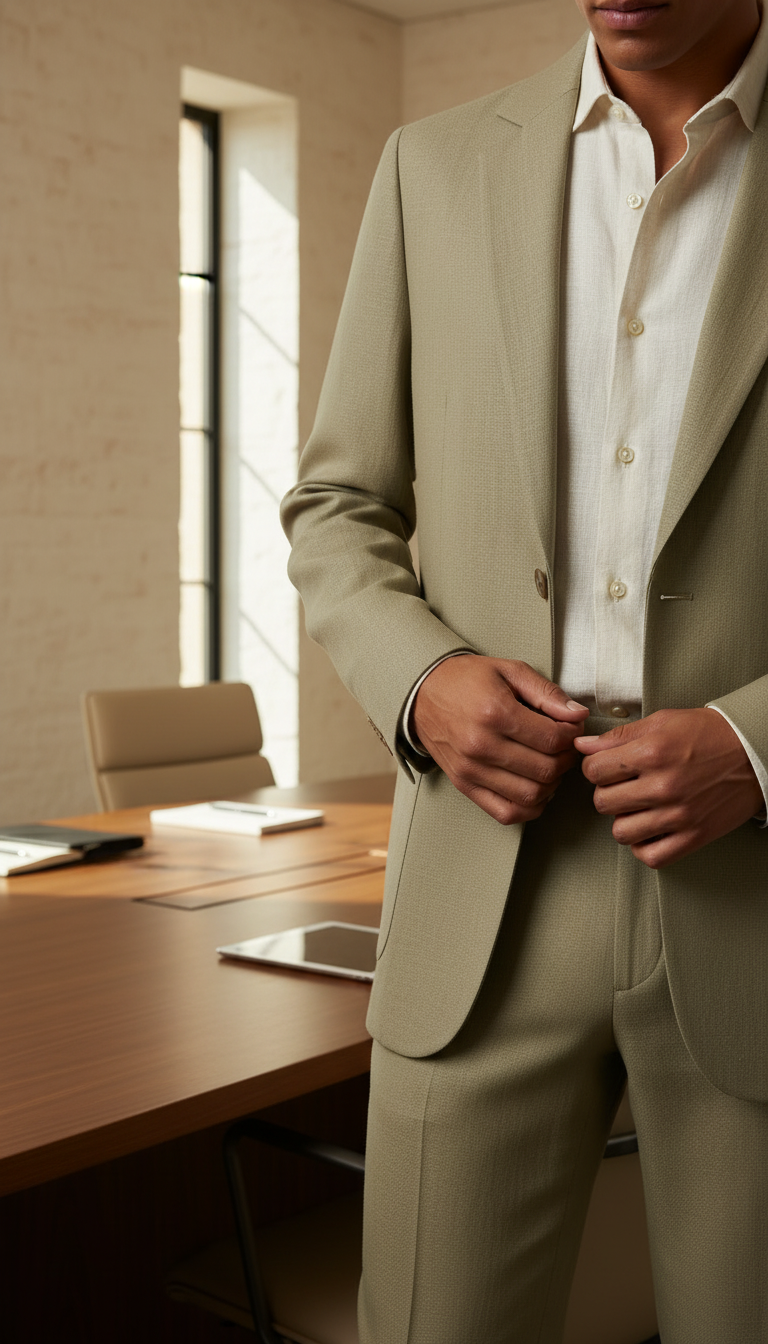 Blazer and Trousers Set in Khaki — view 3