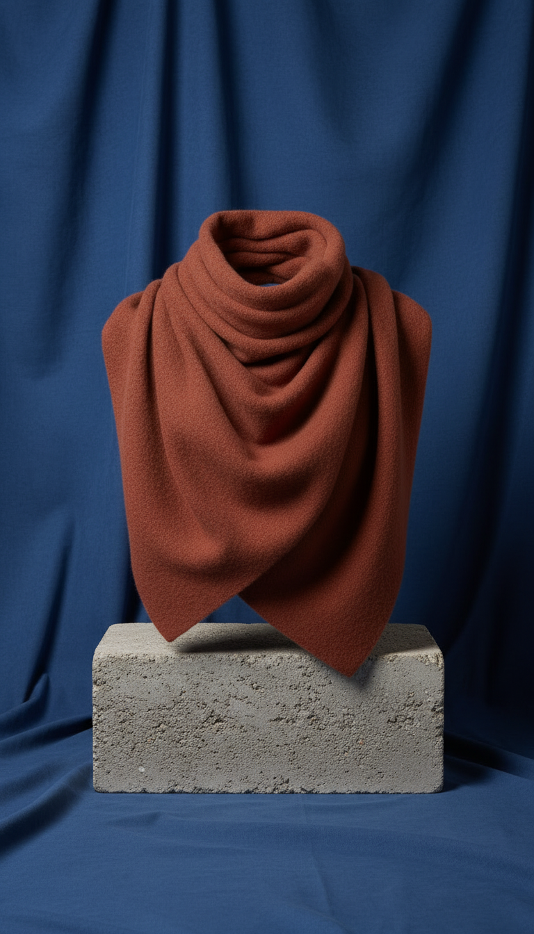 Wool Oversized Scarf in Clay Red — view 2