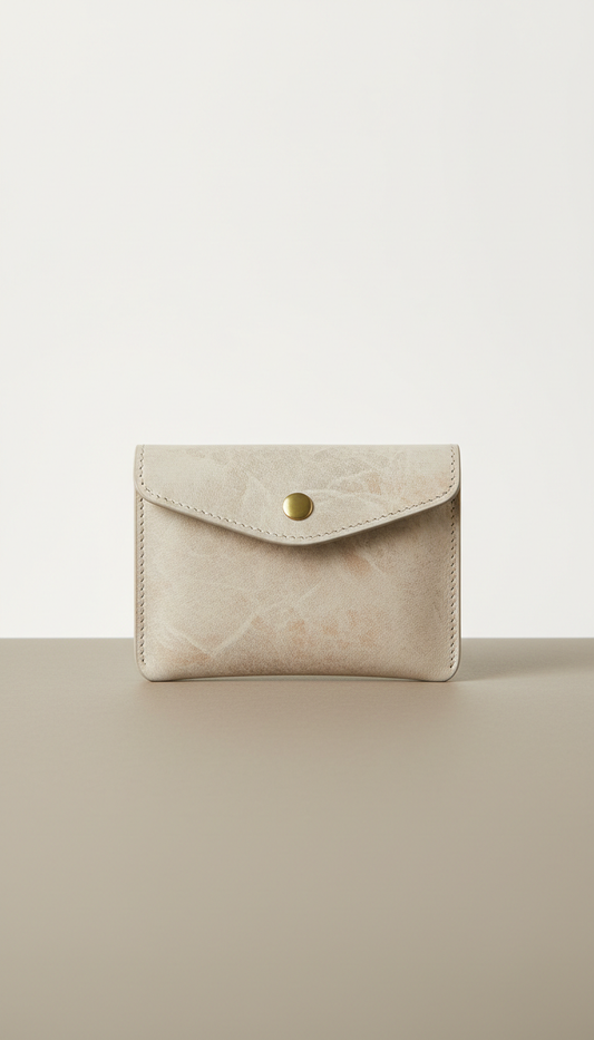 Leather Card Pouch in Stone
