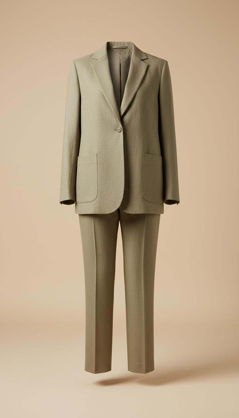 Blazer and Trousers Set in Khaki