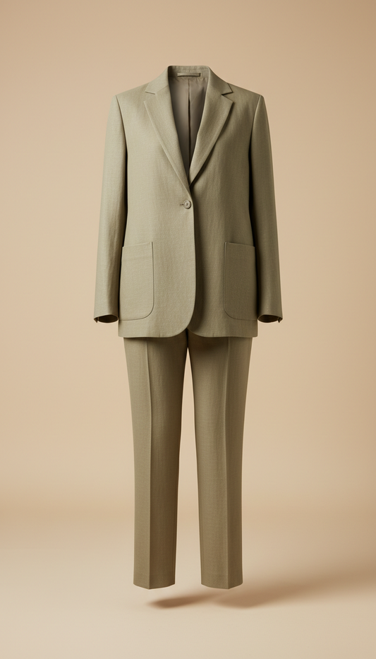 Blazer and Trousers Set in Khaki
