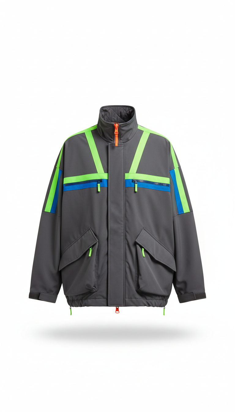 Oversized Technical Streetwear Jacket in White