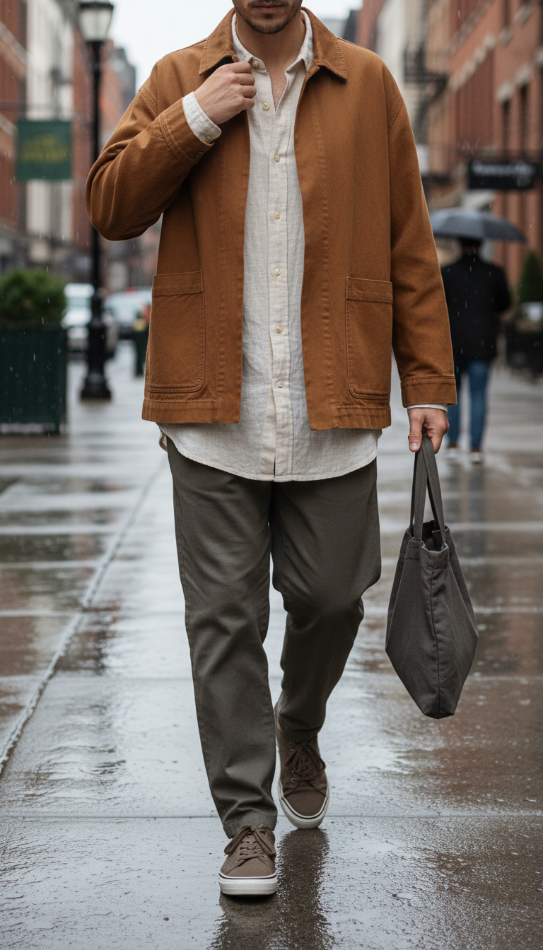Organic Cotton Jacket in Brown — view 3