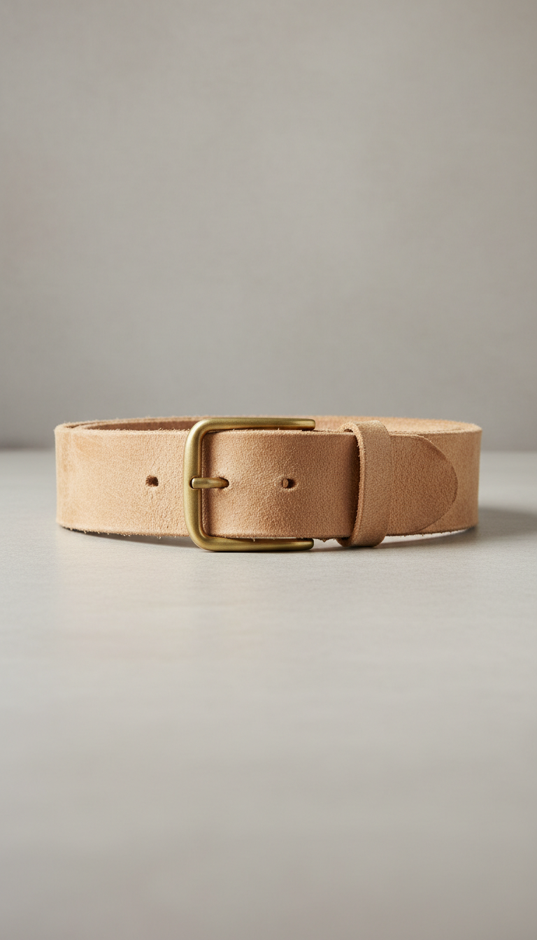 Raw Canvas Leather Belt in Natural