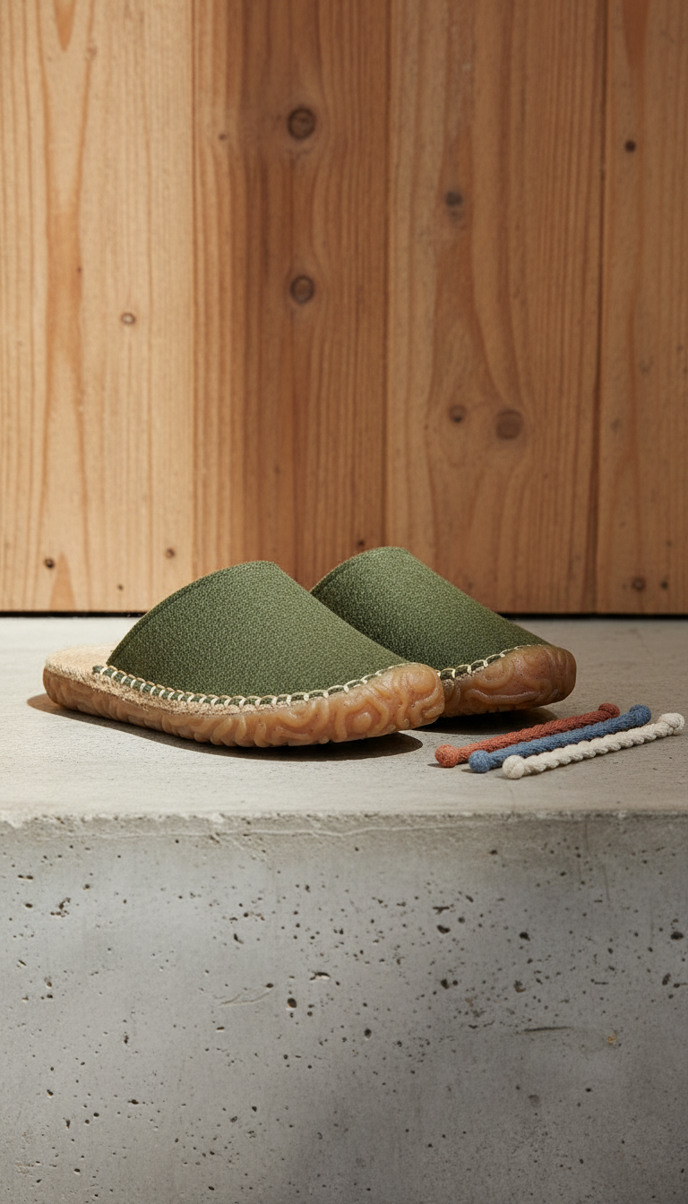 Eco-conscious Slip-resistant Slippers in Dark in Olive Green — view 2