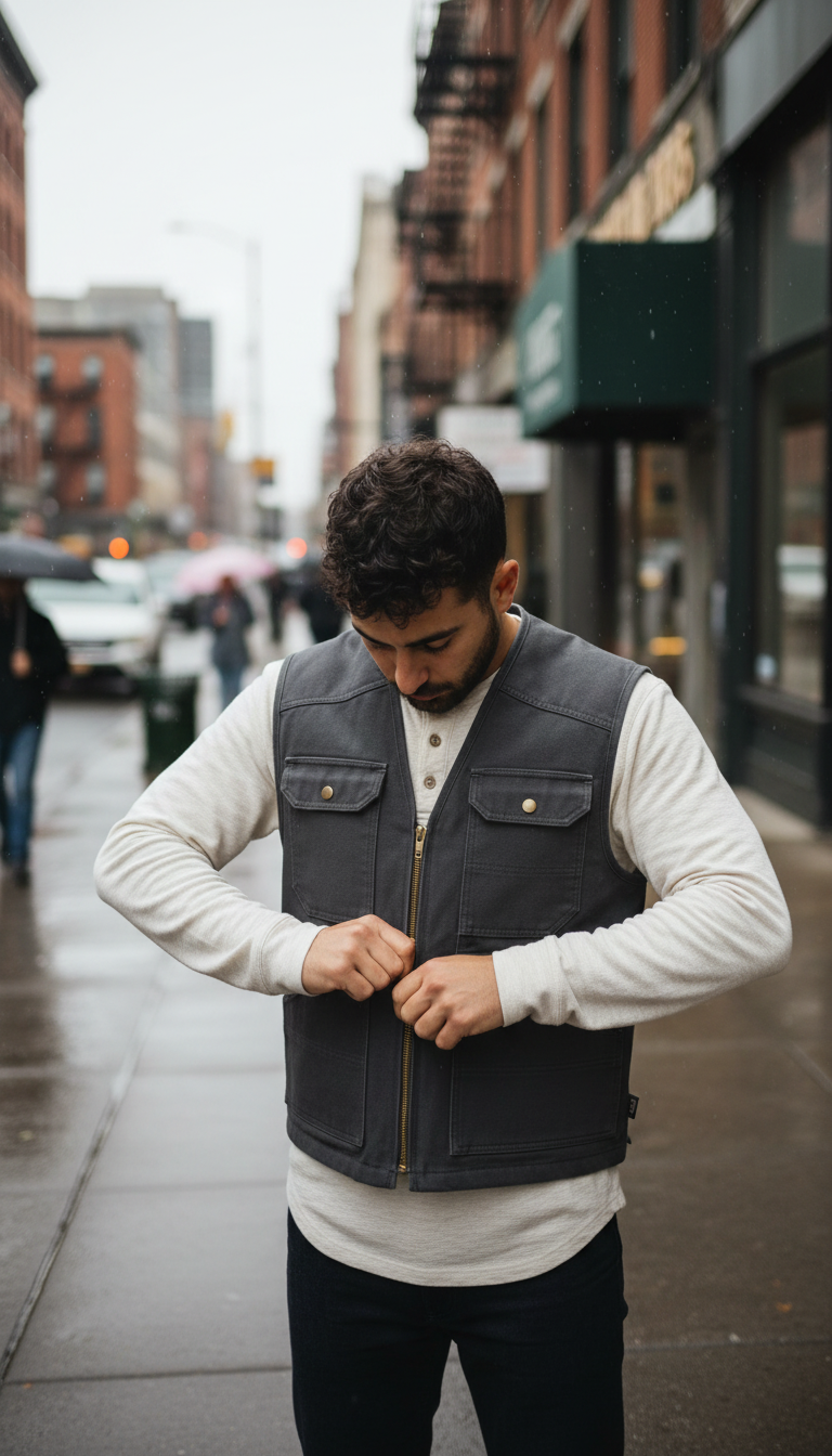 Heavyweight Cotton Workwear Vest — view 3