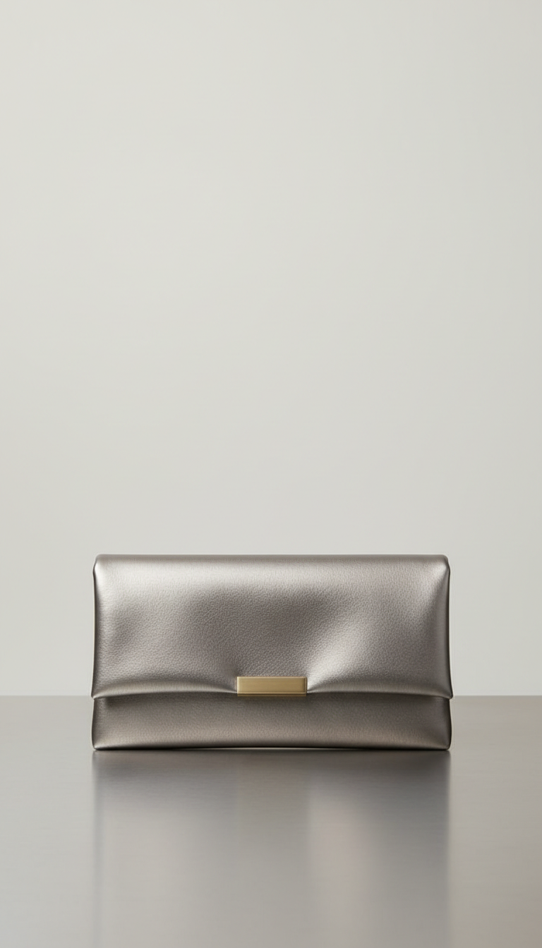Metallic Leather Clutch Bag