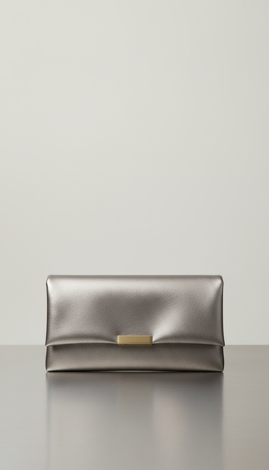 Metallic Leather Clutch Bag
