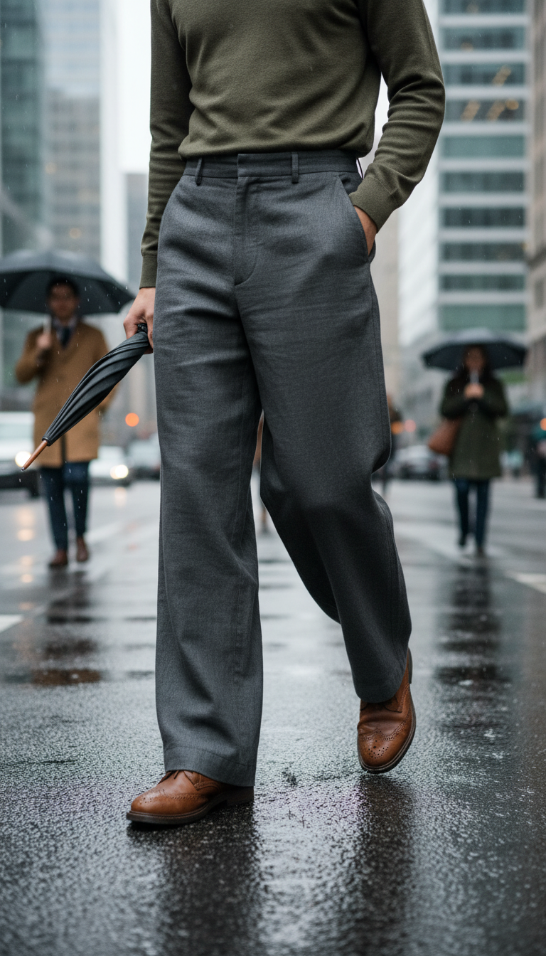 Linen Trousers in Graphite Gray — view 3
