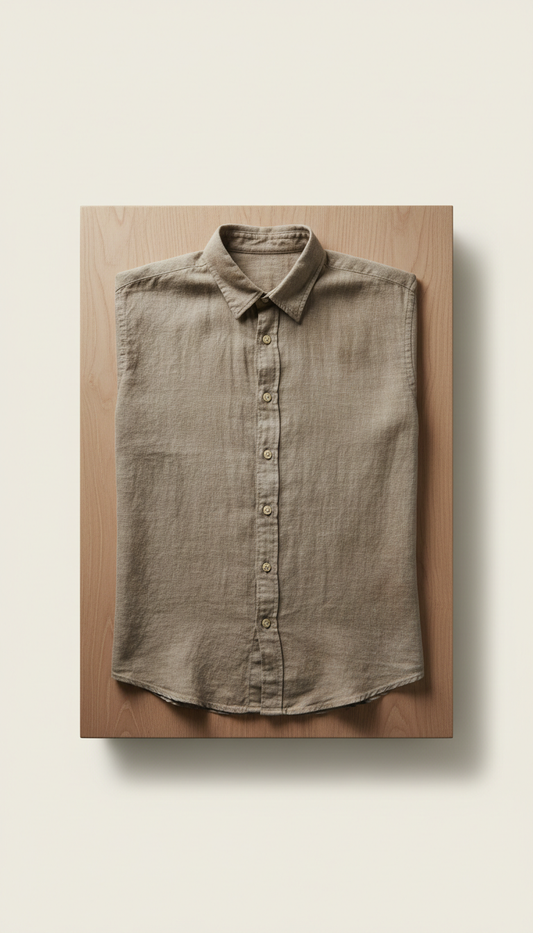 The Emery Linen Shirt in Clay Taupe
