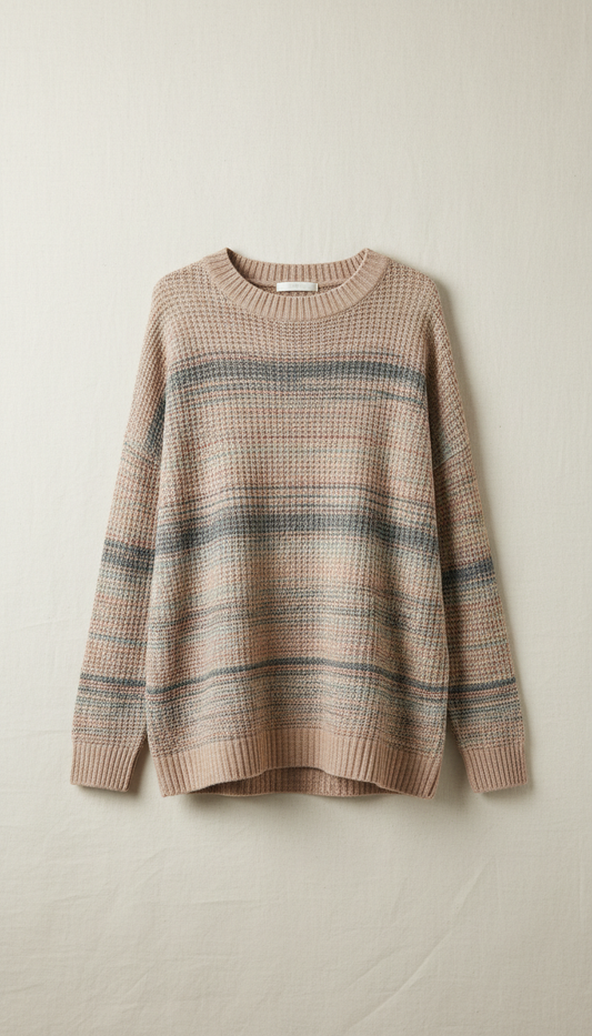 Layered-look Pullover in Sandstone Knit in Sand