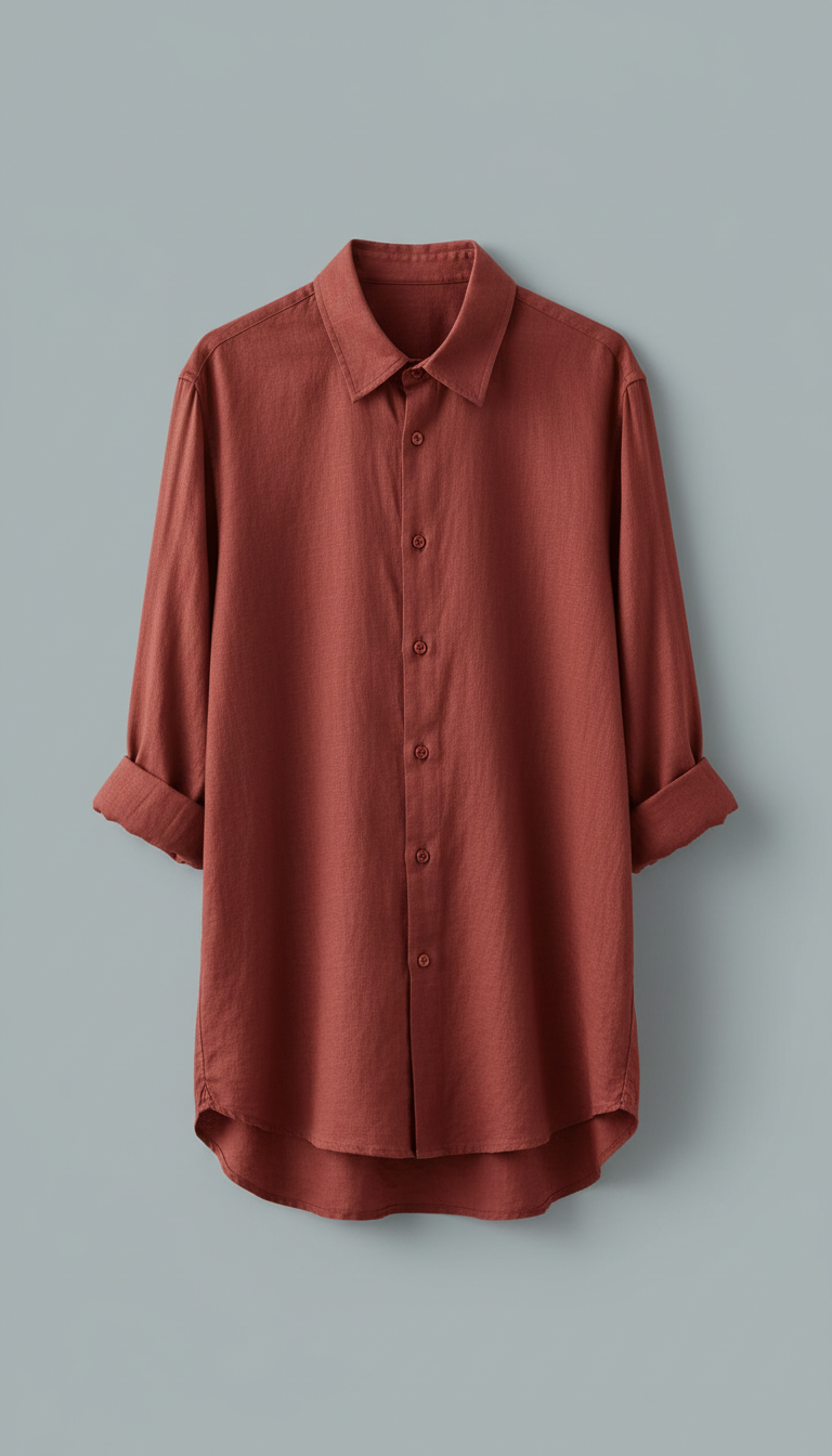 The Warren Linen Shirt in Brick Red