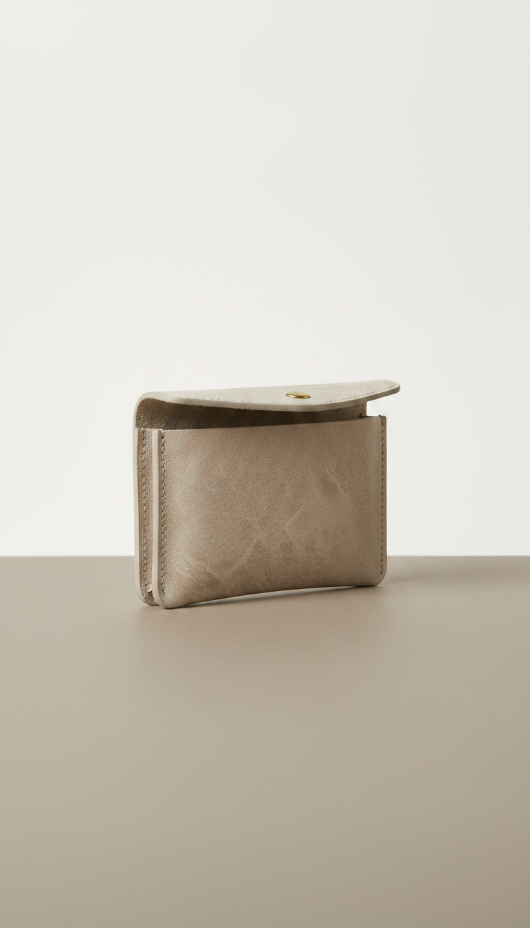 Leather Card Pouch in Stone — view 2